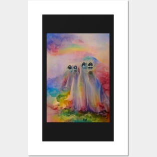 EERIE GROUP OF RAINBOW GHOSTS ON HALLOWEEN Posters and Art